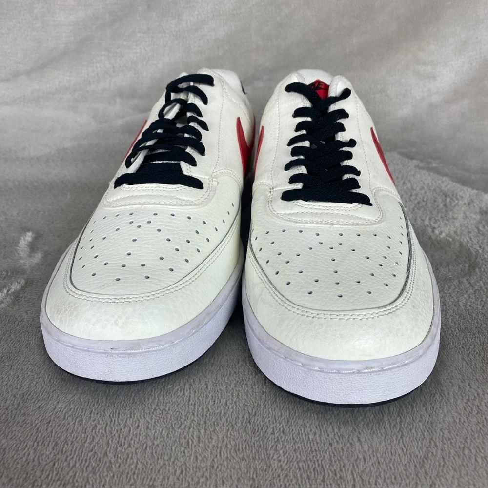 Nike Court Vision Low Sail Men's Sneakers Shoes Size 13 White Red Leather - Picture 5 of 11